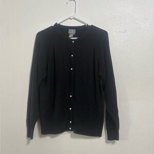 Black Cardigan with Pearl Buttons